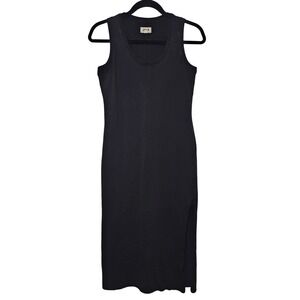 Pact XS Black Tank Maxi Dress Side Slit Organic Cotton Capsule Casual Travel